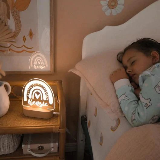 Personalisierte Baby Geschenk Kinderzimmer Dekor Benutzerdefinierten Namen Nachtlicht Boho Regenbogen Form Licht