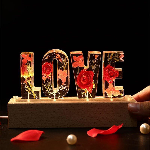 romantische Alphabet Nachtlichter echt für immer getrocknete Blumen 5V USB LED licht Tanabata Valentinstag Girlfrend Geschenk Indoor Beleuchtung Tischlampen