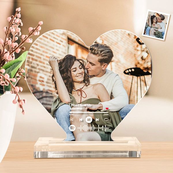 Kundenspezifisches Foto Musik Code Acrylschild Herzförmiges Acrylschild Geschenk Für Paare - fotomondlampe