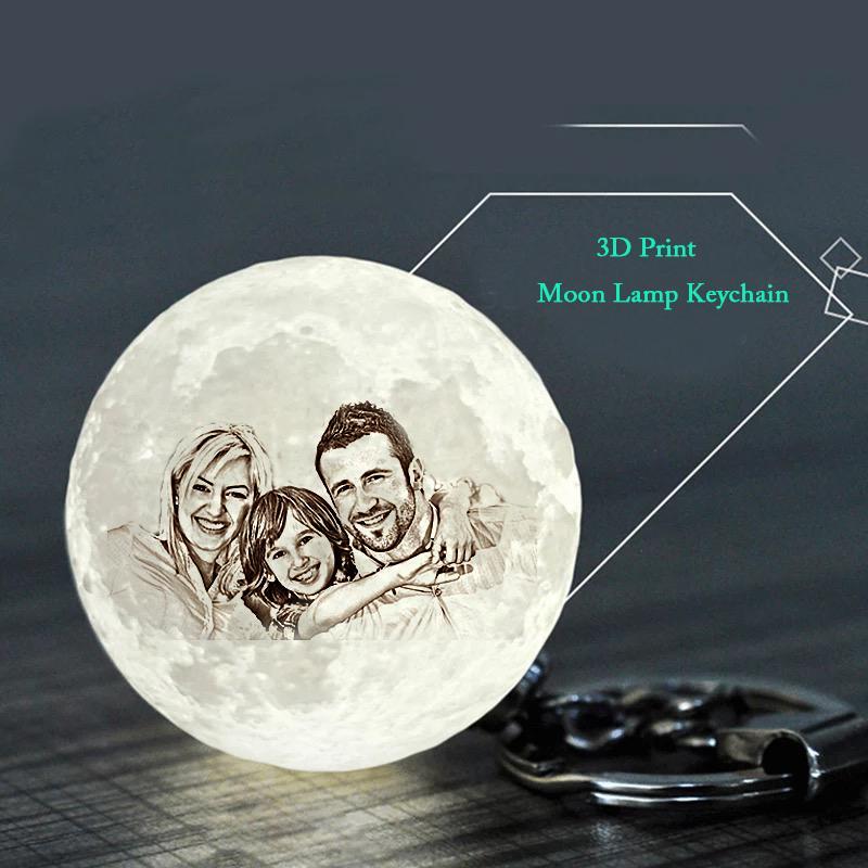Benutzerdefinierte Foto Schlüsselanhänger Valentinstagsgeschenk 3D Gedruckte Mond Lampe