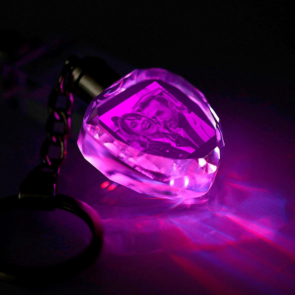 Benutzerdefinierte Kristall Herzform Foto Schlüsselkette Valentinstagsgeschenk