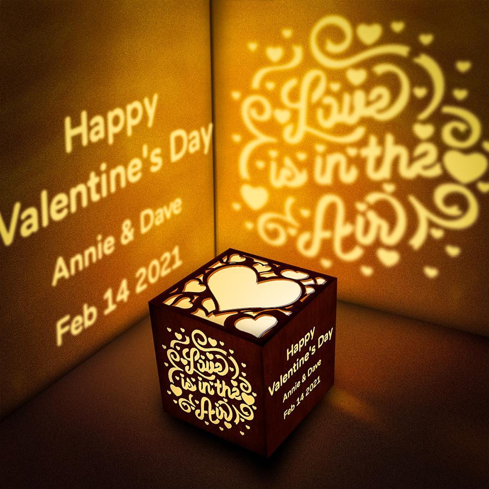 Valentinstag Geschenk für ihre personalisierte gravierte Laterne Box benutzerdefinierte Projektion Licht
