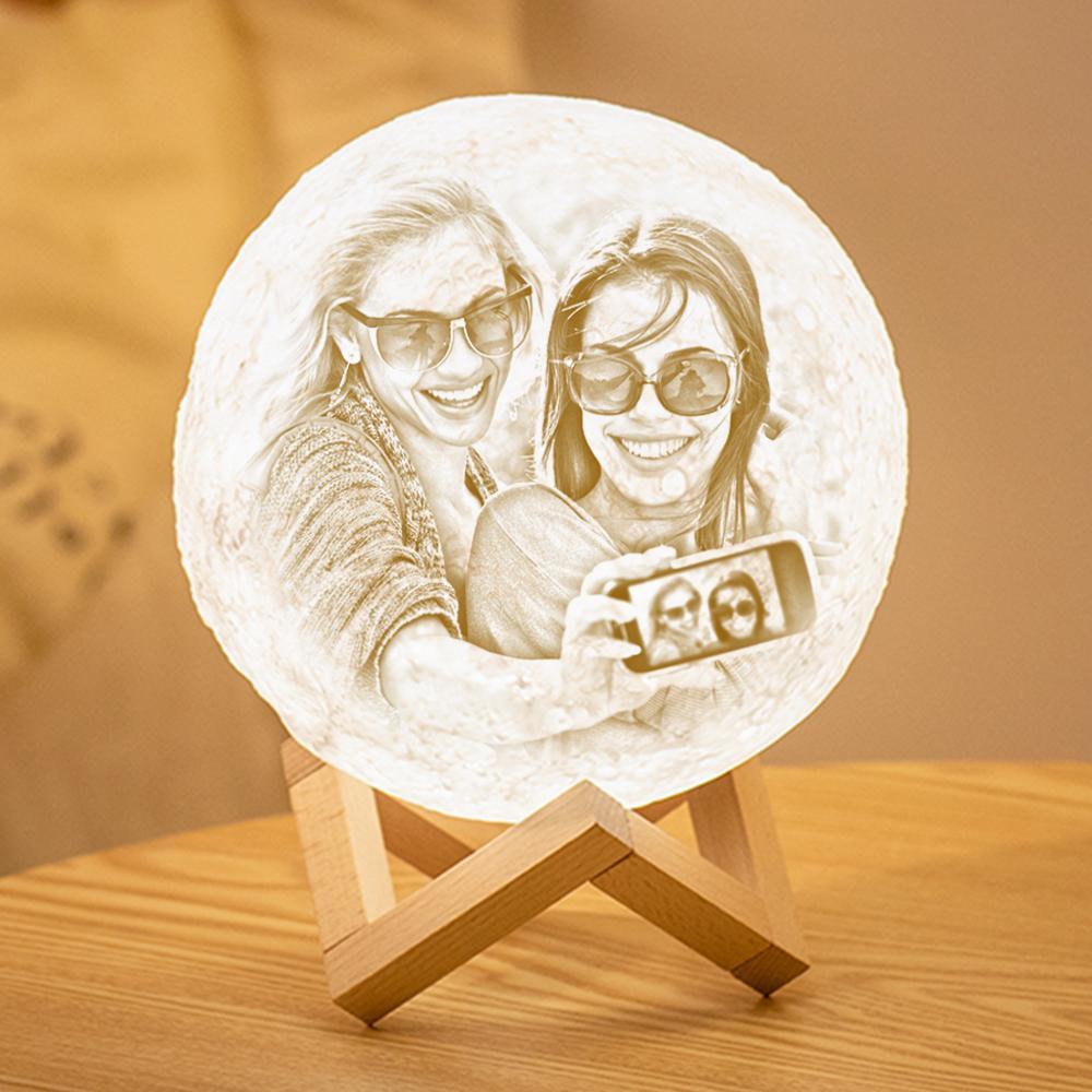Personalisierte 3D Druck Foto&Gravierte Mondlampe - Für Freunde - Fernbedienung 16 Farben(10cm-20cm)