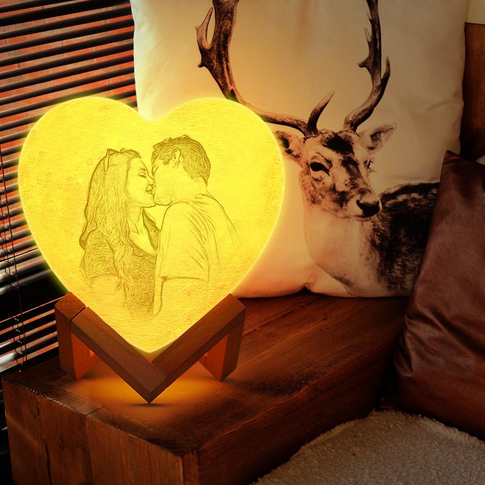 Personalisierte 3D Druck Foto Valentinstagsgeschenk & Gravierte HERZ lampe - Für Valentinstag - Tippen Auf 3 Farben(10cm/15cm)