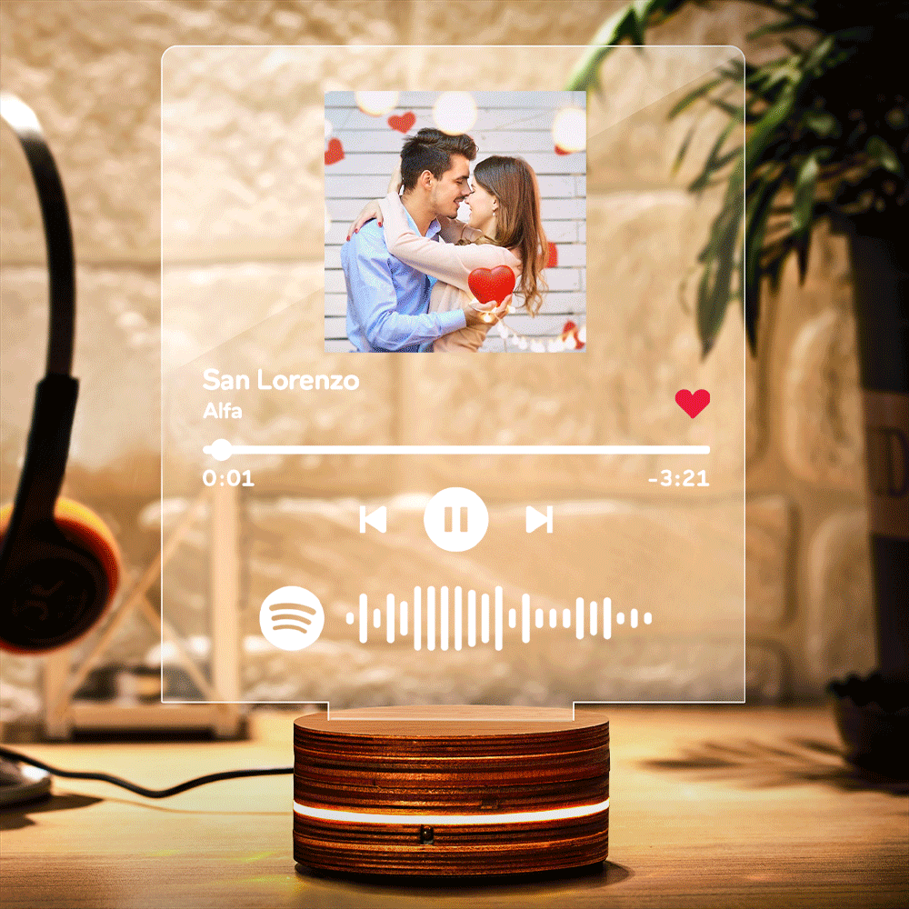 Personalisiertes Foto Spotify Code Nachtlicht Custom Song Lampe Paare Geschenk