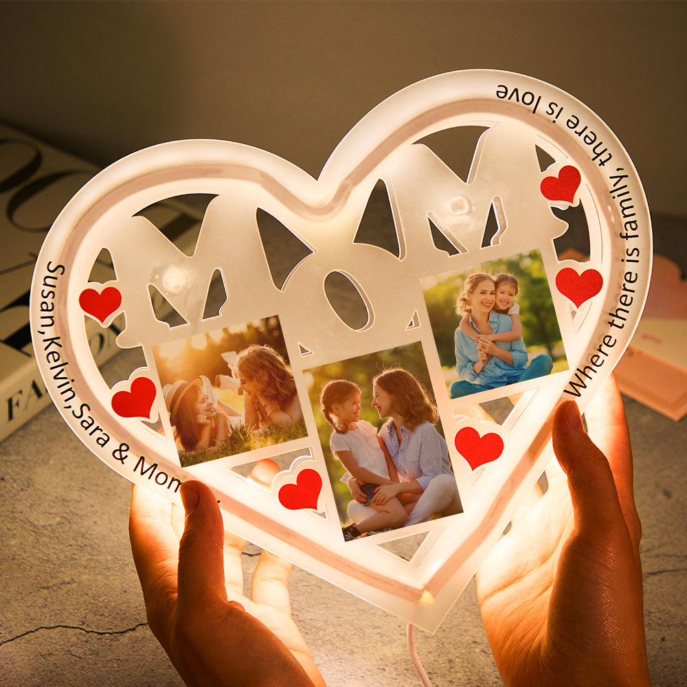 Individuell graviertes Foto Nachtlicht Herzförmige Geschenke für Mama