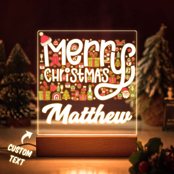 Weihnachts-led-nachtlicht Mit Benutzerdefiniertem Namen Für Familie, Freunde, Schlafzimmer, Tischdekoration - fotomondlampe