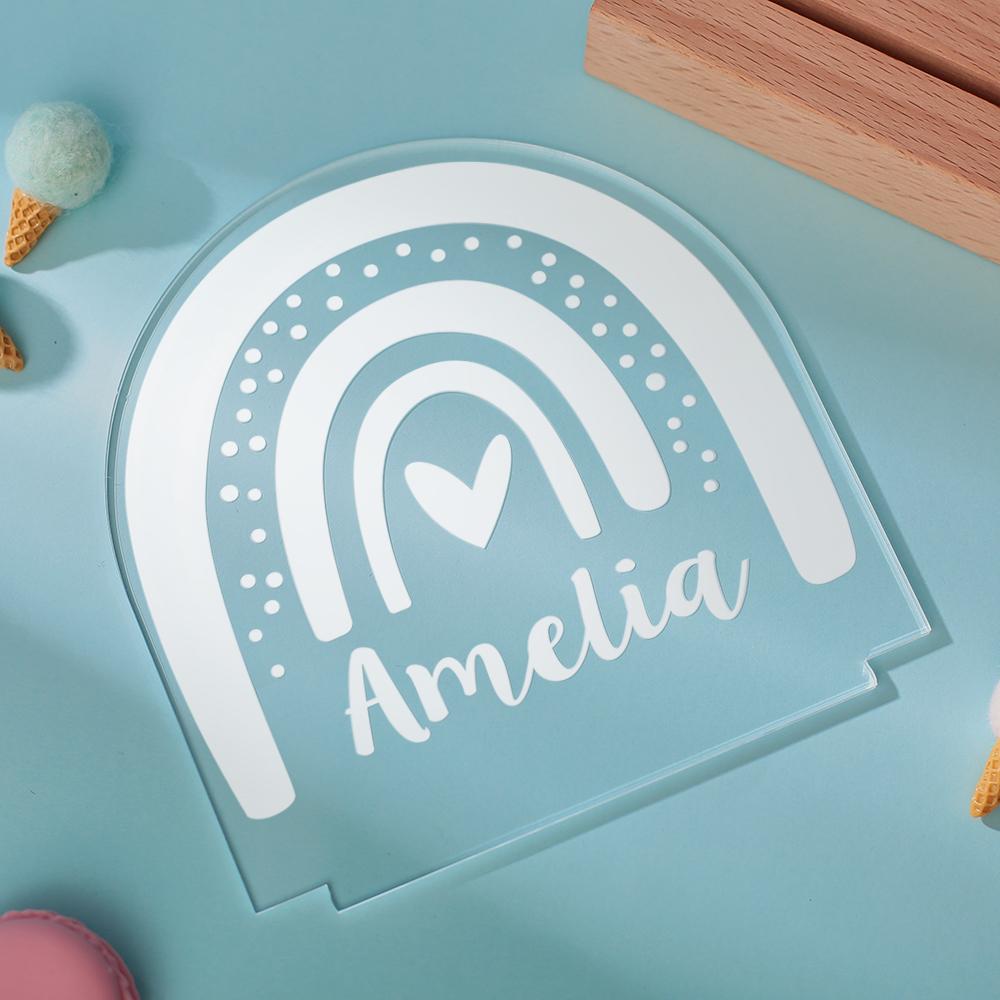 Personalised Gifts for Babies Custom Name Baby Gift Rainbow Shape Light And Baby Comforter Toy Teething Ring Toy Blankie Gift Set for Newborn