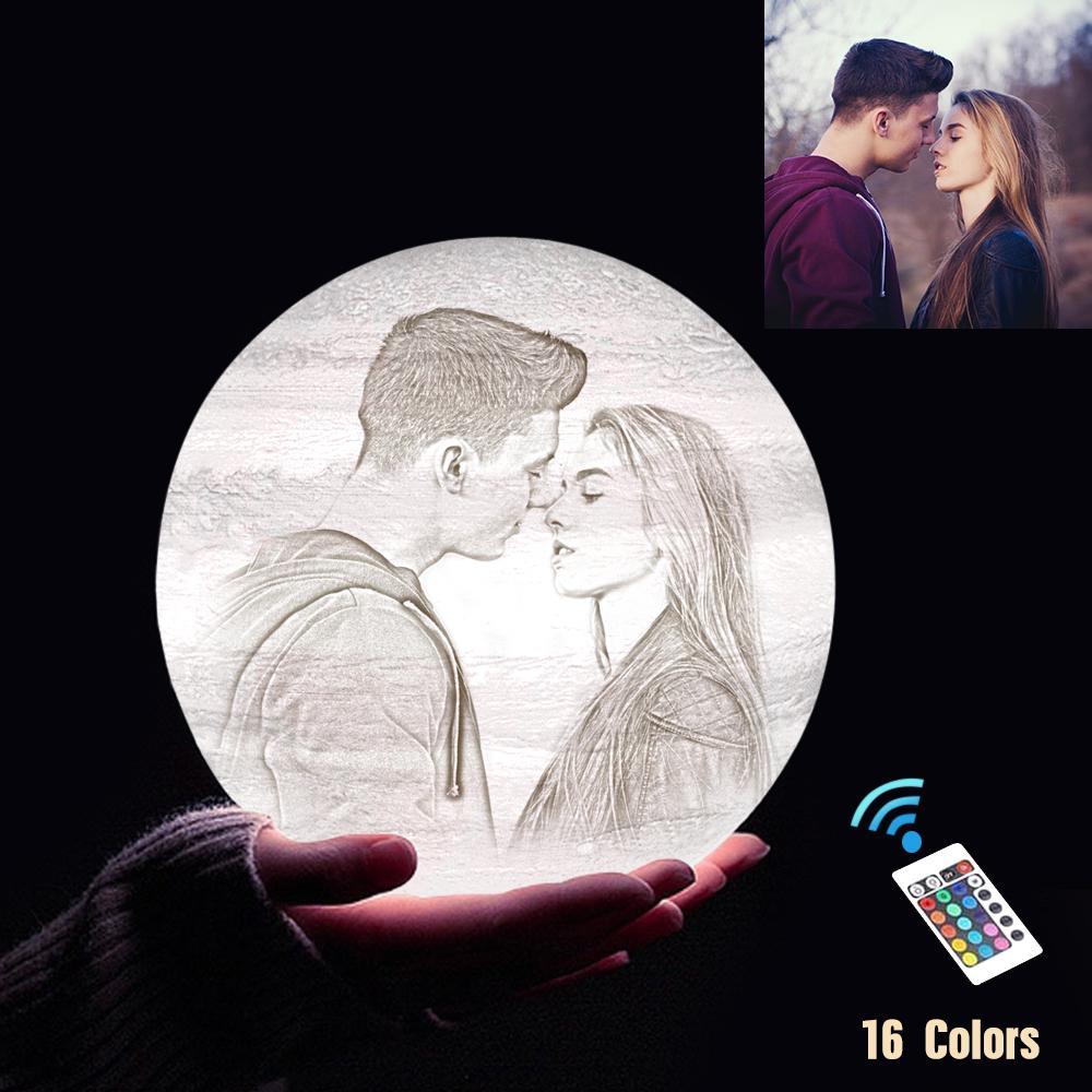 Personalisierte 3D Druck Foto&Gravierte Jupiter Lampe - Für Valentinstag - Fernbedienung 16 Farben(10cm-20cm)