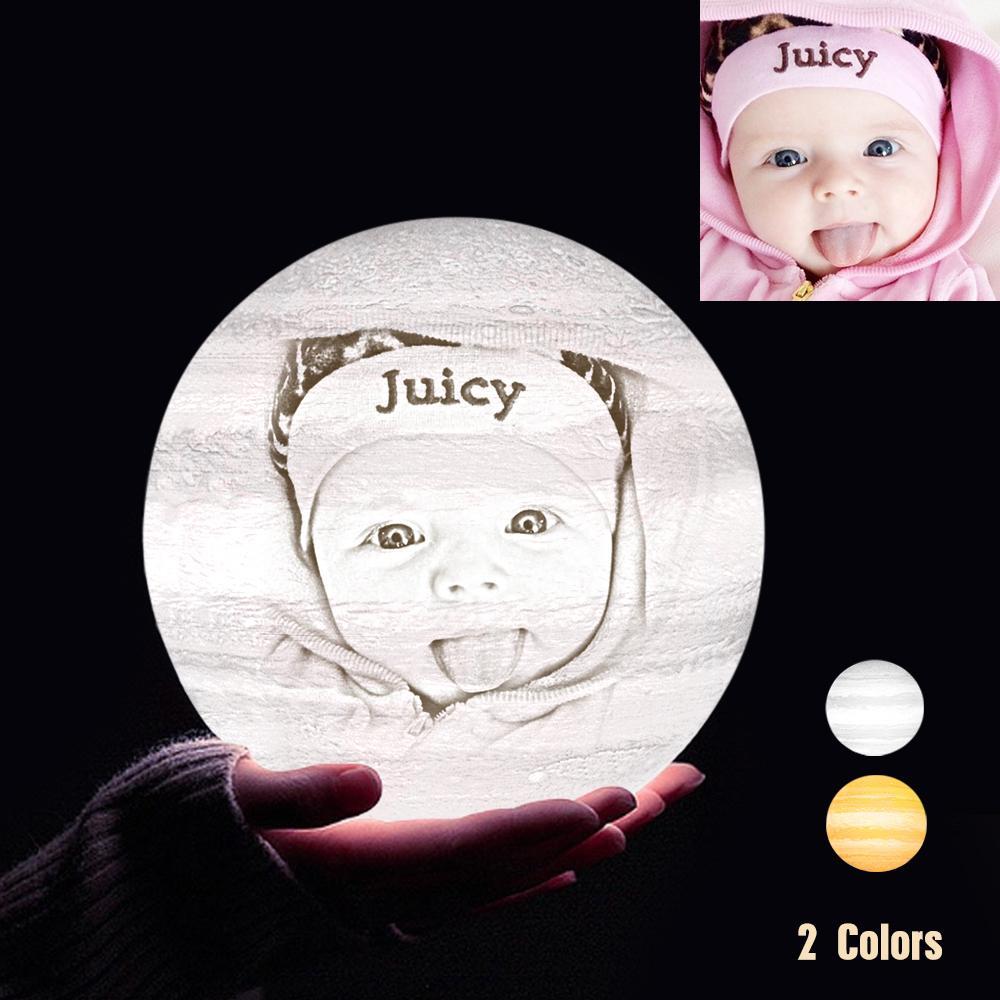 Personalisierte 3D Druck Foto&Gravierte Jupiter Lampe - Für Babay - 2 Farben Berühren(10cm-20cm)