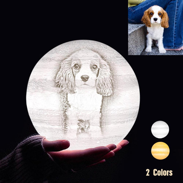 Personalisierte 3D Druck Foto&Gravierte Jupiter Lampe - Für Haustier Liebhaber - 2 Farben Berühren(10cm-20cm)